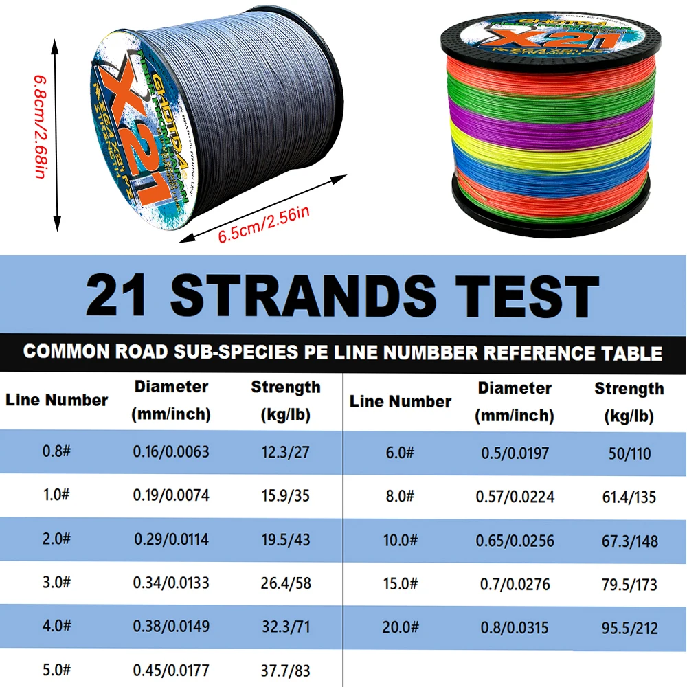 GHOTDA-sedal de pesca trenzado X21, multifilamento de 300M, alambre trenzado para coche, accesorios de pesca duraderos y lisos, PE 27-212LB - imagen 3