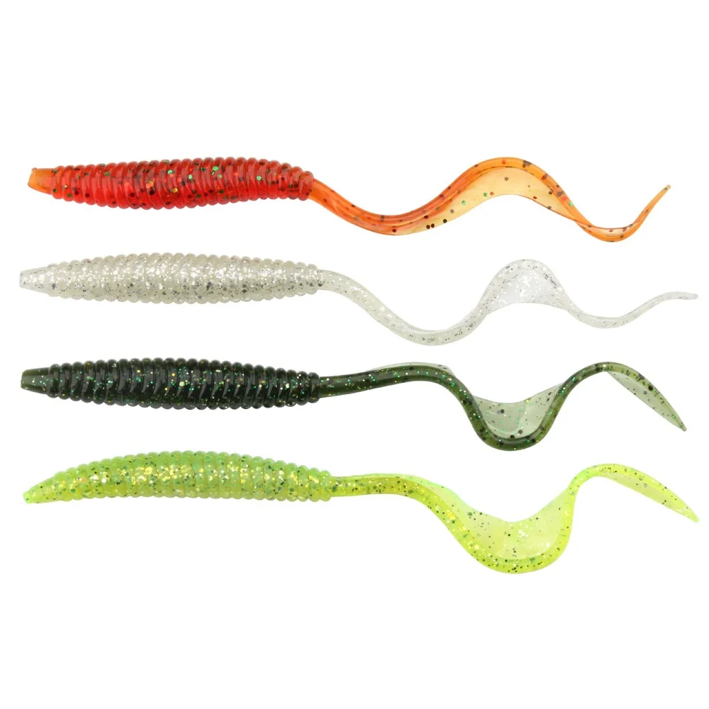 Spinpoler 18cm 13cm señuelo suave cebos de gusano cola larga Flexible 4 colores gusanos de tierra de silicona señuelo de pesca realista 5 unids/pack - imagen 2