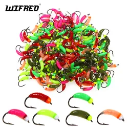Wifreo 6 piezas/7 piezas # 8 cuentas de latón cabeza ninfa moscas luminosas Scud insecto gusano mosca Caddis larva pesca en hielo trucha lubina Señuelos