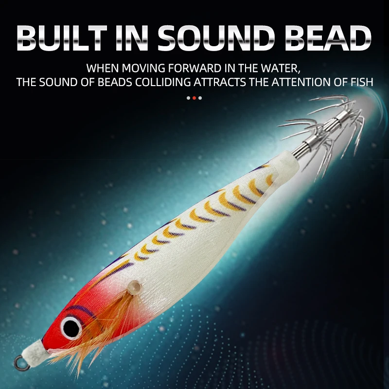 5 unids/bolsa, cebo de camarón Horizontal que brilla en la oscuridad, cebo de camarón de vientre redondo, anzuelo de calamar de simulación, señuelo de camarón de madera, cebo de pesca de mar - imagen 3