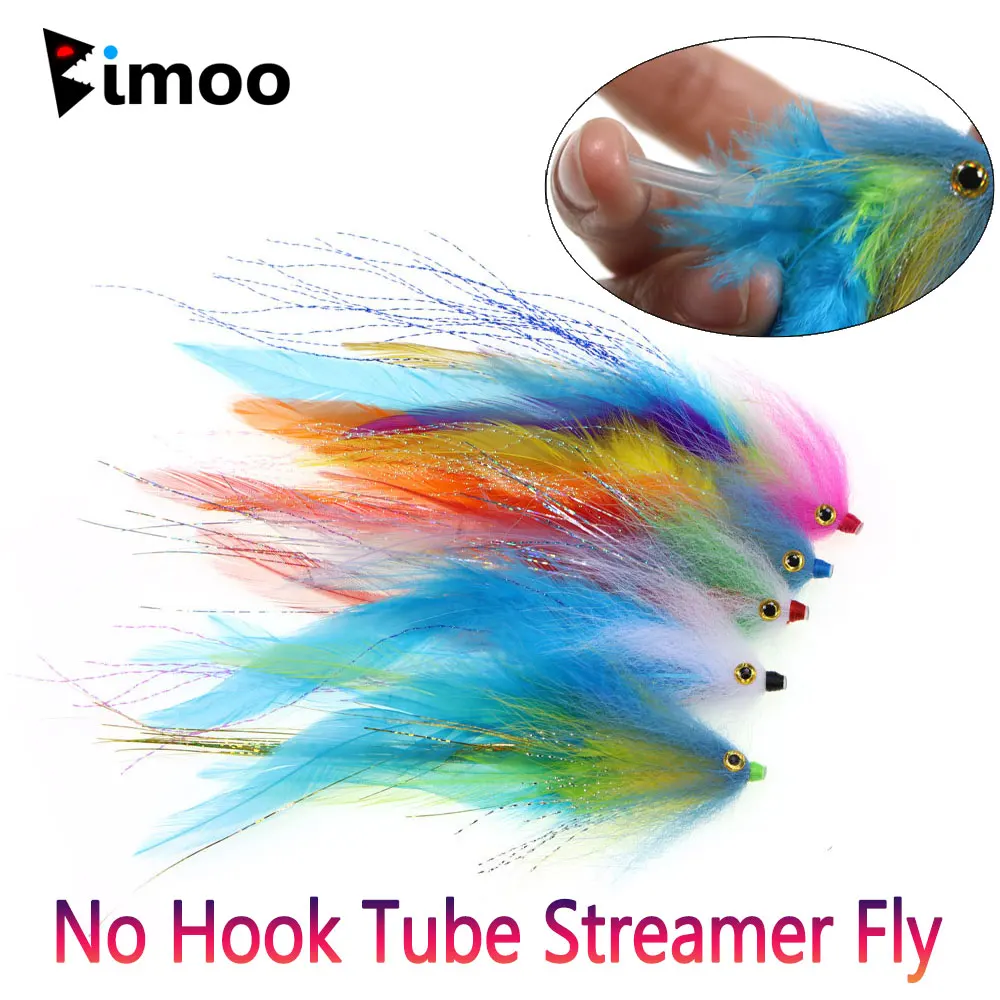 Bimoo, 1 unidad, tubo de cabeza cónica sin anzuelo, serpentina de peces grandes, BaitfishStreamer, trucha con mosca, Steelhead, salmón, Lucio, Señuelos de pesca con mosca de agua salada - imagen 2