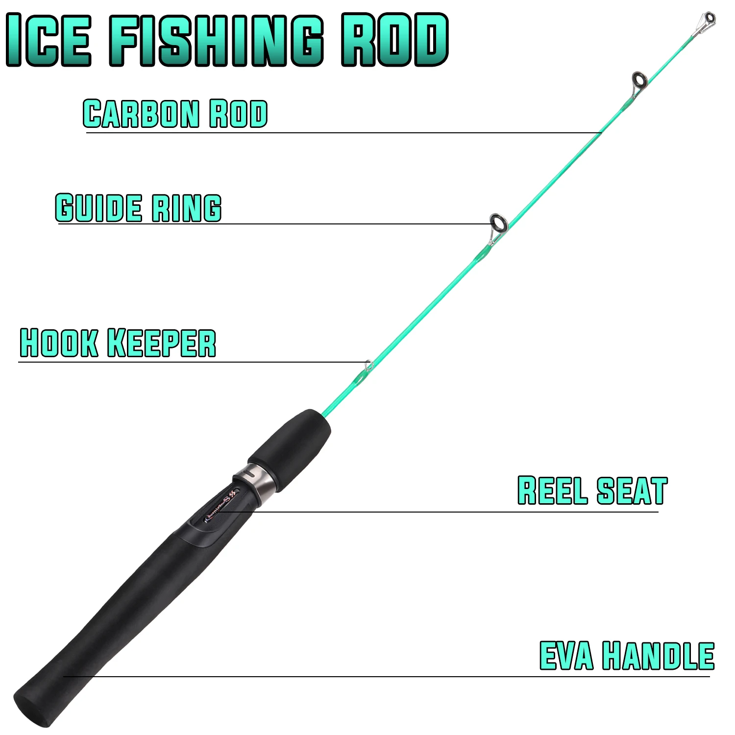 Sougayilang caña de pesca en hielo 63cm ultraligera carbono - imagen 4