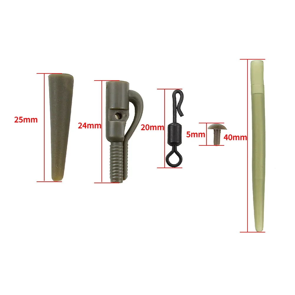 Hirisi Pinzas de plomo de seguridad para pesca de carpa, cono de goma de cola, manga antienredos, eslabones de cambio rápido, accesorios de pesca, M5-1 de aparejo, 40 piezas - imagen 3