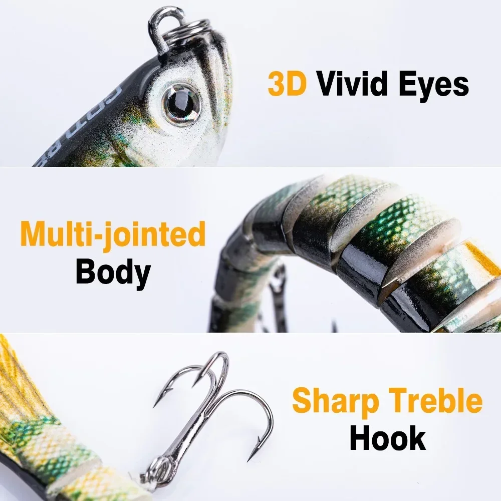 Goture Señuelos de Pesca multiarticulados Swimbait Crank Bait, cebo biónico Artificial de hundimiento lento, aparejos de pesca de agua dulce y salada - imagen 3