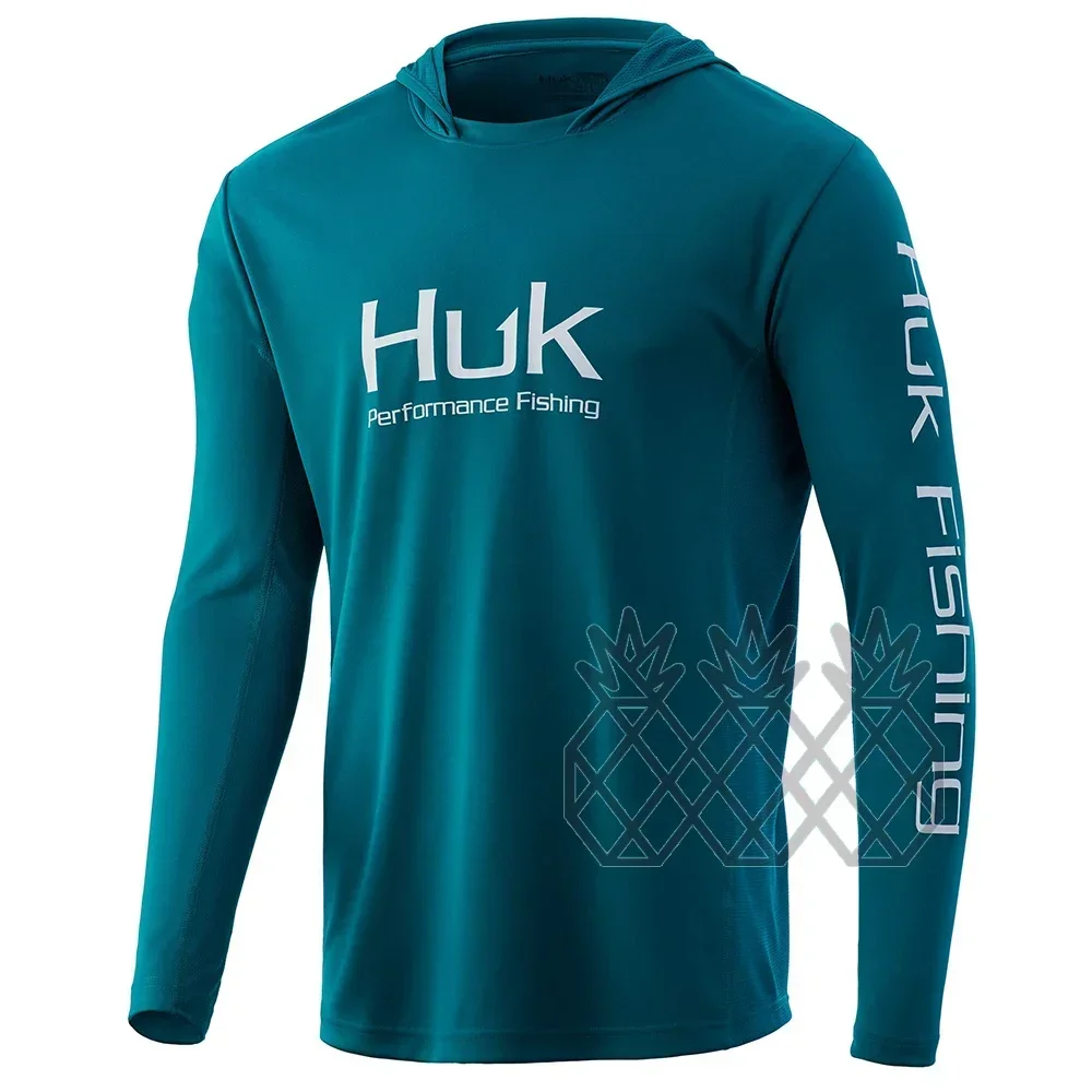 HUK-camisas con capucha De Pesca para hombre, sudadera De manga larga con protección UV, transpirable, antimosquitos, camisetas finas De Pesca - imagen 3