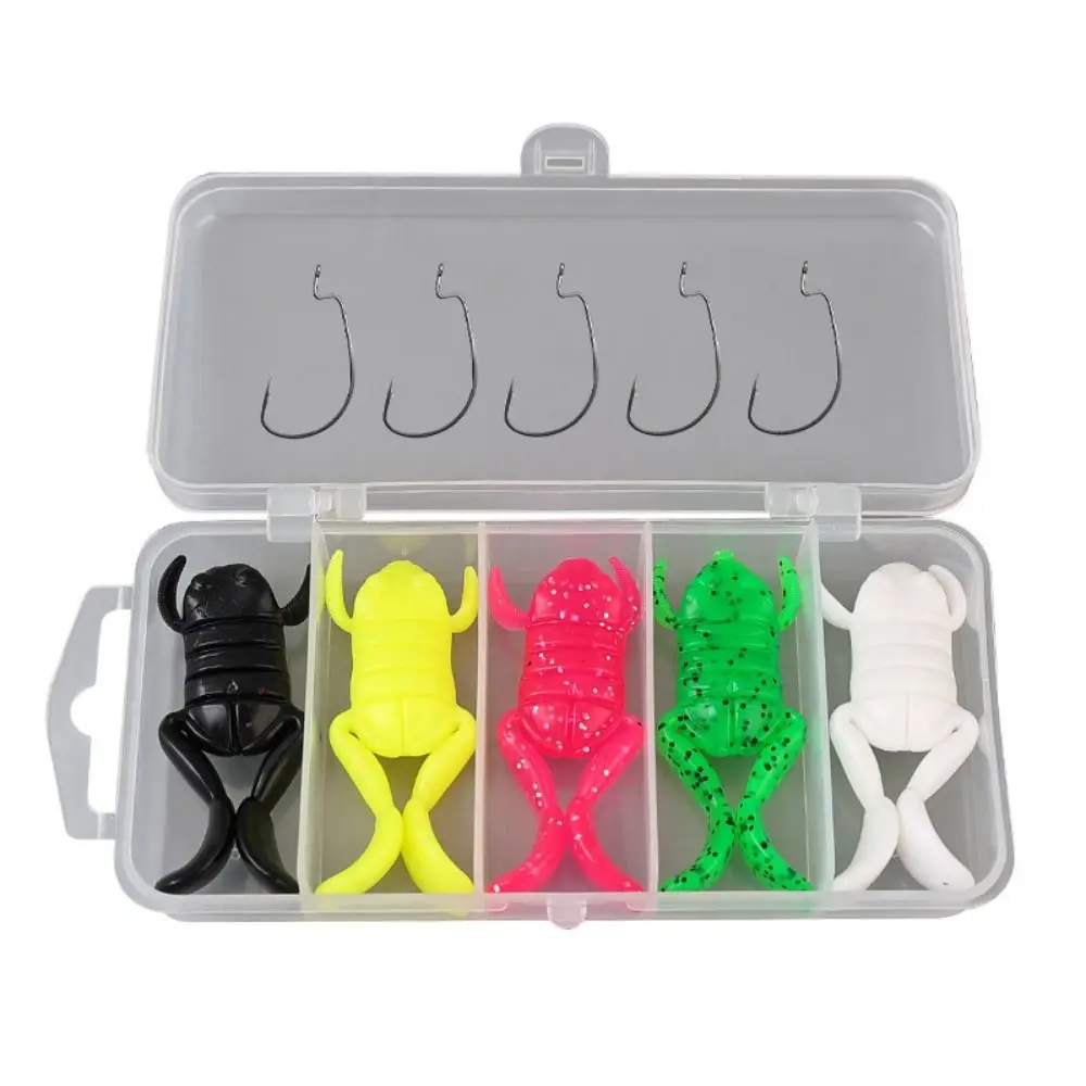 Señuelos de pesca de rana suave TPE, 5 uds., 5g, señuelo de Jigging, Mini cebo de rana, señuelo de postura similar a la rana, producto de equipo de pesca para pesca al aire libre - imagen 3