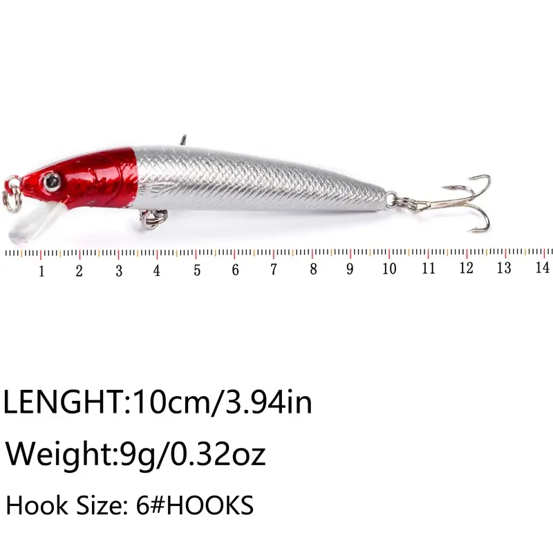 Señuelo de pesca de cola larga, cebo duro flotante, Wobbler Artificial, Crankbait, ojo 3D, 10 colores, aparejos de pesca de perca de carpa, 10 Uds. - imagen 2