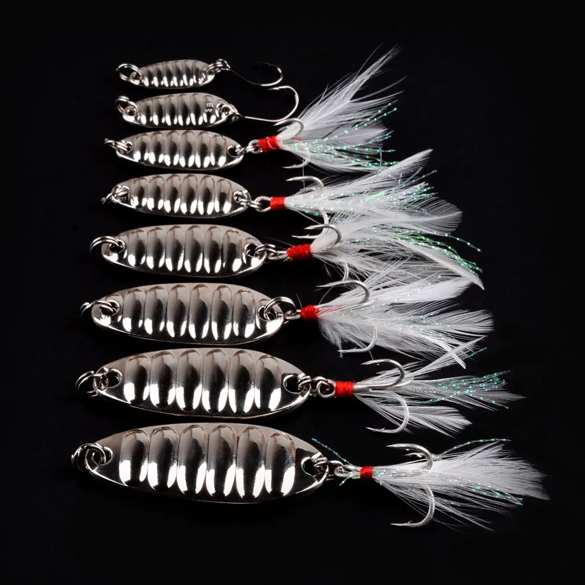 Señuelos de Pesca de cuchara, cebo giratorio Wobblers, anzuelo de Pesca Artificial de oro y plata, lentejuelas, cebos duros para carpa, trucha, aparejos de Pesca - imagen 4