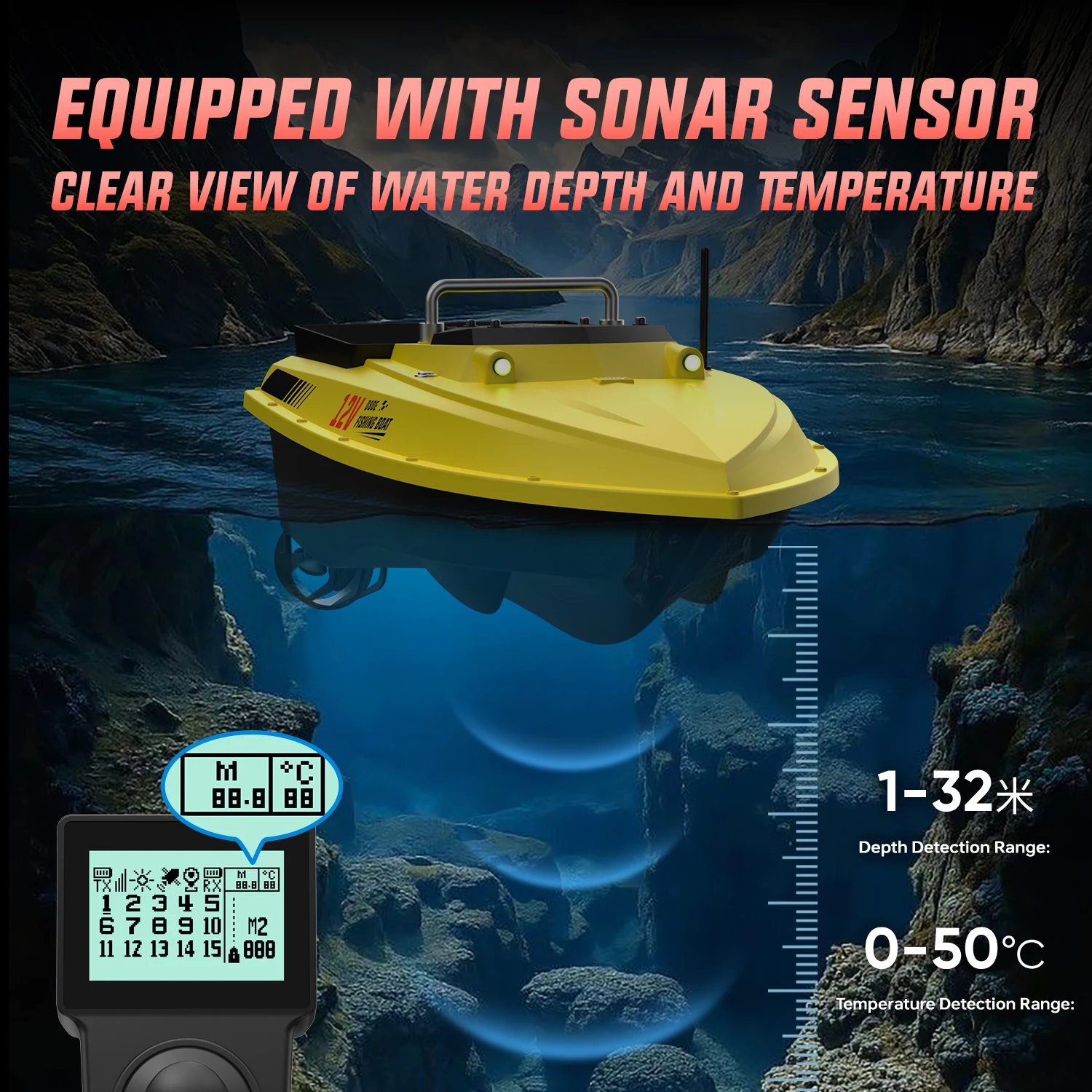 Bote Cebador D80E GPS Dual con Sonar y Sensor de Profundidad - imagen 2