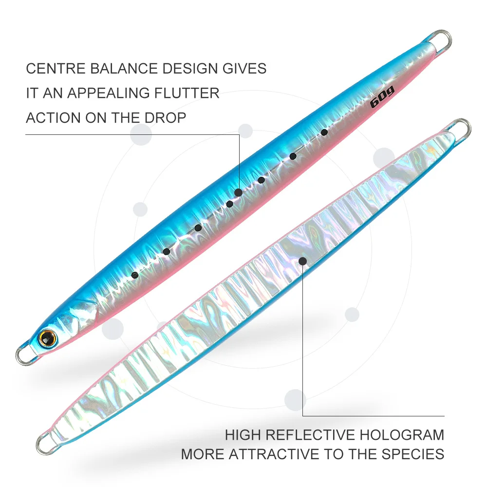 CASTFUN-señuelo de pesca con plantilla de Metal largo, cuchara de Jigging de fundición lenta, 60g, 80g, cebo de pesca de Metal Artificial - imagen 5