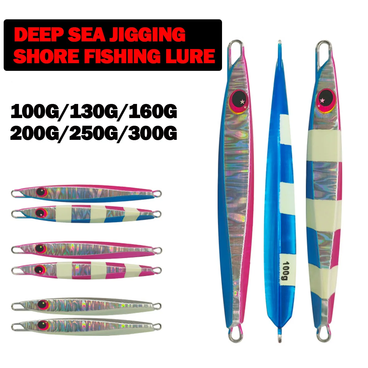 Señuelo de pesca en barco de aguas profundas, deslizador de sardina, Jigging, plantilla de Metal fundido largo, pesca en el mar, plantilla de paso lento, 100g-300g - imagen 3