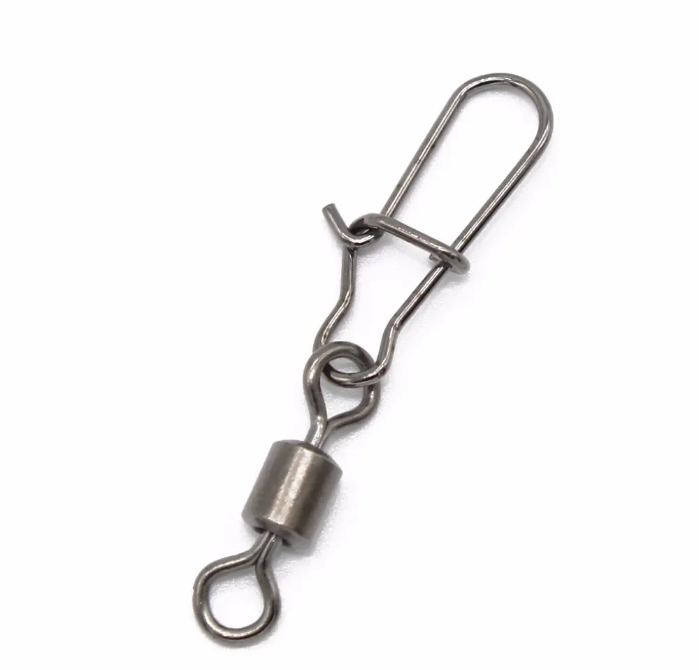 LEOSPORT-Pin de conector de pesca, rodamiento giratorio de acero inoxidable con broche de señuelo de anzuelo, 50 unidades por lote, 2 #4 #6 #8 # - imagen 4