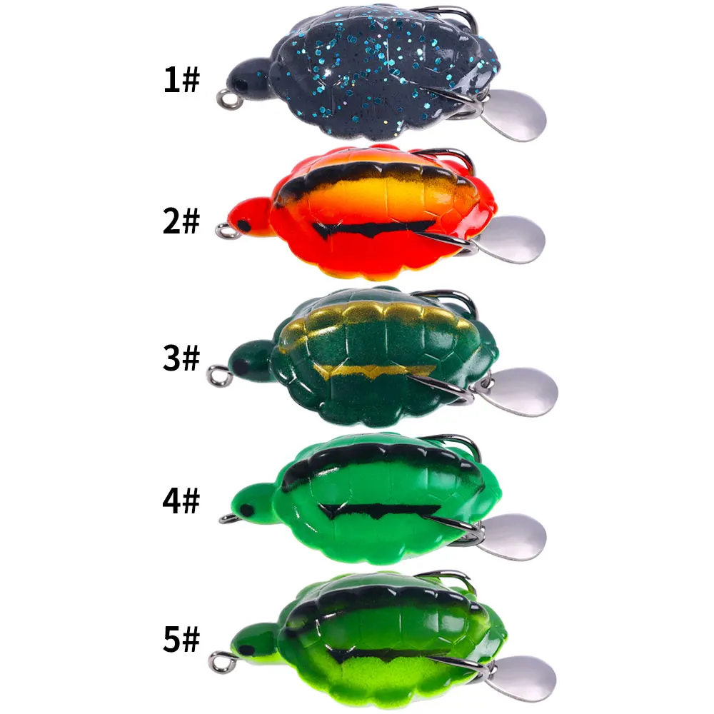 Señuelos de superficie blandos – Rana y tortuga de silicona con aspas