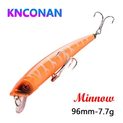 Señuelo de pesca Flash Minnow, 96mm, 7,7g, Jerkbait Wobbler, cebo Artificial de plástico de suspensión lenta, aparejos de Lucio, 1 Uds.