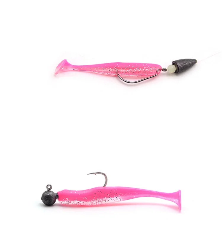 Señuelo de pesca con cola en T, cebo suave, cabeza de anzuelo de pez mandarín, 5-8.5cm, gusano, aparejo de Texas, aparejos de Carolina, lote de 10 piezas en oferta - imagen 3