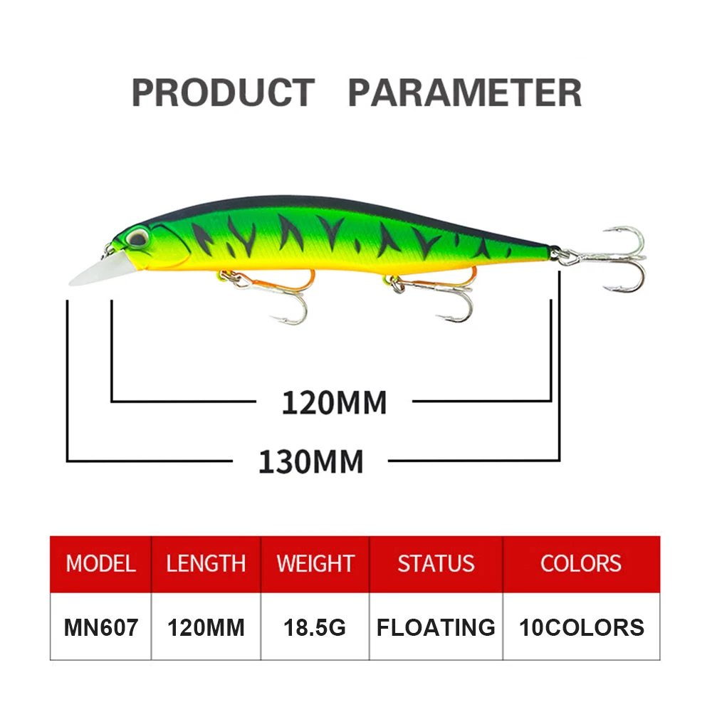 Señuelos de pesca flotantes de 12cm y 18,5g, cebo duro Artificial de fundición larga, accesorios de pesca de agua de mar, cebo para lubina MN607 - imagen 4