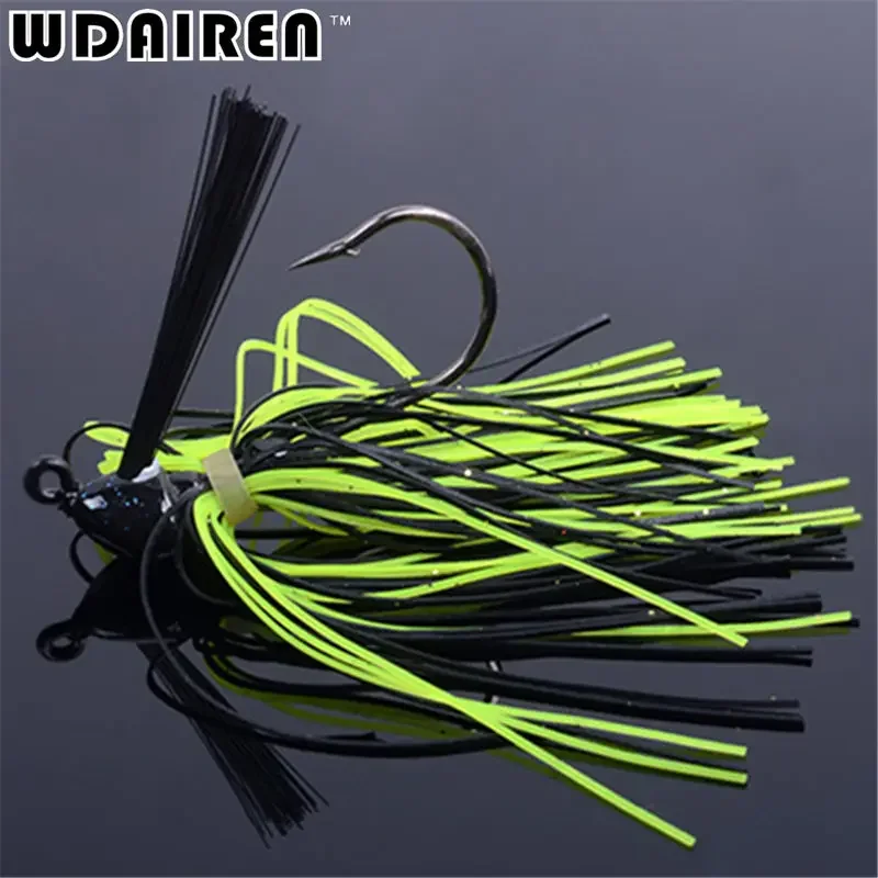 1 unidad de cebo giratorio negro de 7g, 10g, 14g, boca grande, cebo de Metal para lubina, lentejuelas, Barba, Lucio, aparejos de pesca, plantilla de goma, señuelo de pesca suave - imagen 2