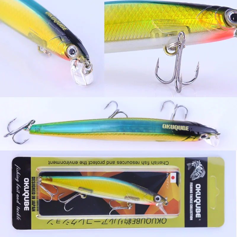 Señuelo de pesca Minnow de 12,9g y 11cm, anzuelos triples afilados con púas, cebos biónicos realistas para pesca de trucha lubina - imagen 3