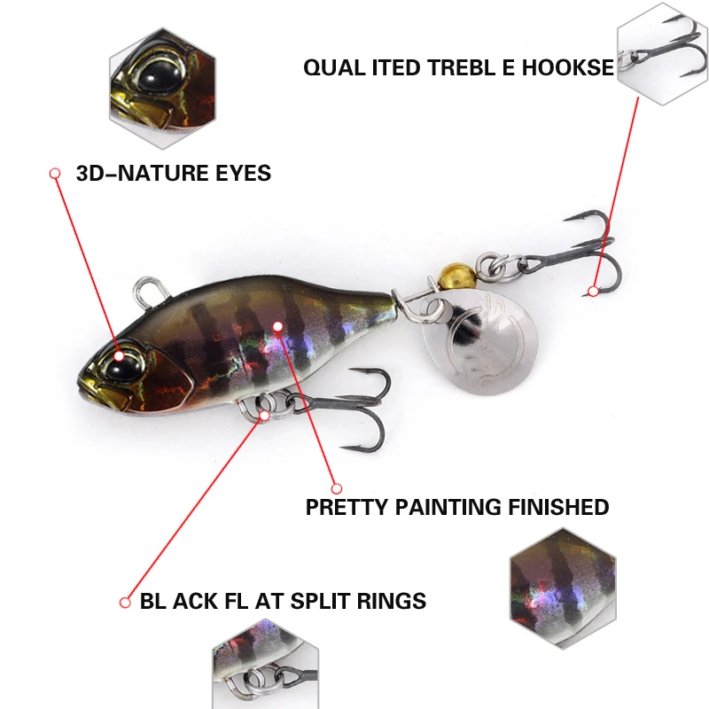 1 Uds 35mm 7g cebo giratorio cebo de Pesca con hoja de cola giratoria Pesca VIB Spinner cebo Pesca Wobbler Pesca para lubina trucha 9035 - imagen 5