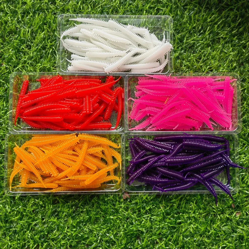 MUKUN 50 Uds. Señuelo de pesca de lombriz de tierra suave 45mm 0,5g plantilla de gusano suave cebo de pesca Wobbler cebos blandos artificiales señuelo de gusano - imagen 4