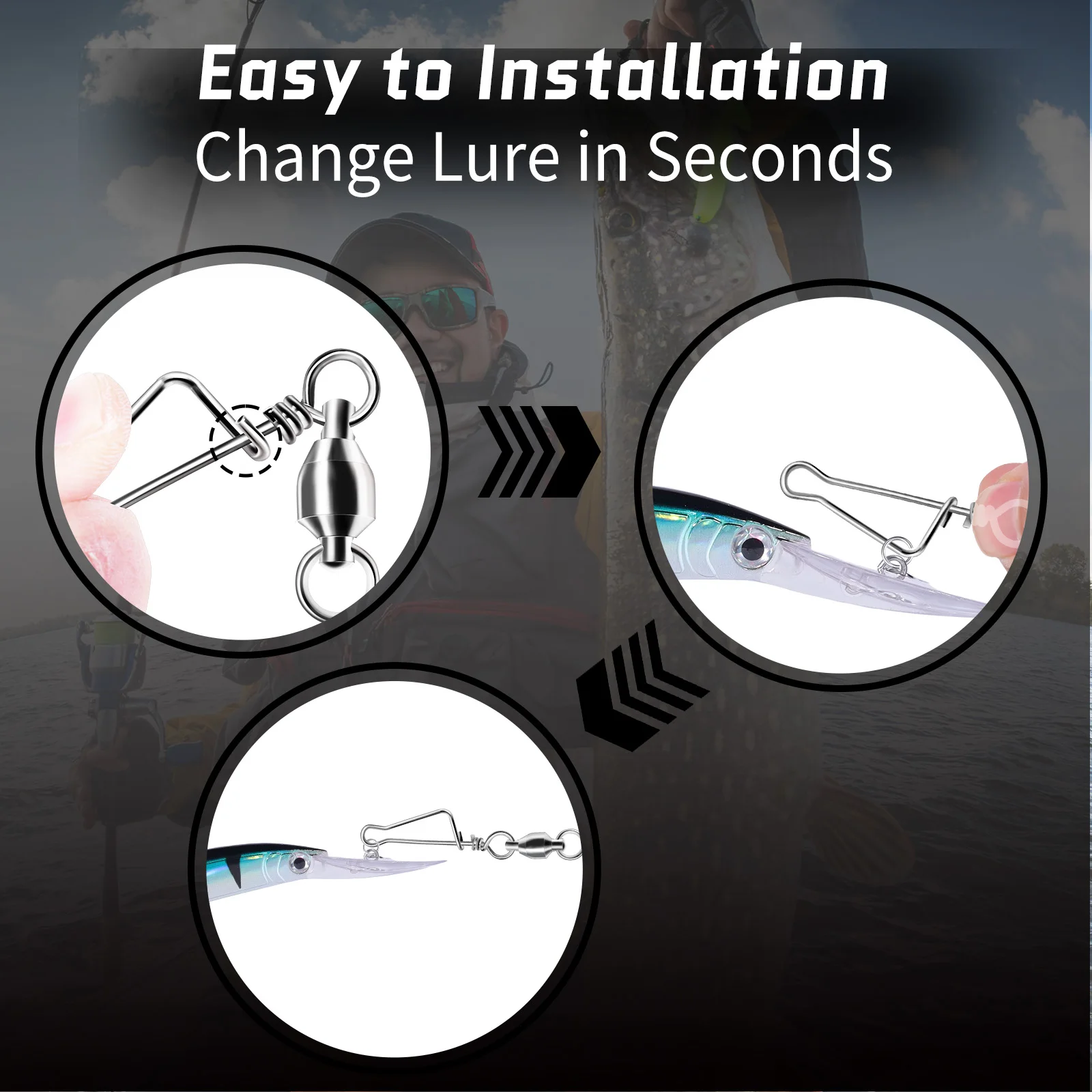 FishTrip-conector giratorio de pesca, rodamiento de bolas giratorio con broche hawaiano, accesorios de pesca rápidos, aparejos de pesca profesionales - imagen 5