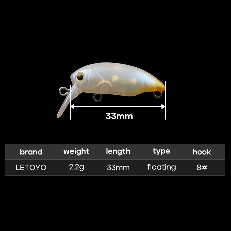LETOYO 2,2g/33mm cebo de manivela flotante Mini señuelo de manivela de superficie de agua con cuentas de sonido flujo de centro de gravedad bajo señuelos de trucha - imagen 2