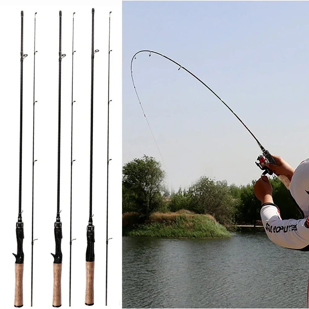Juego combinado de caña y carrete de Pesca con señuelo de carbono portátil, carrete de Pesca de Baitcasting/Spinning de 1,68/1,8 m con línea para Pesca de carpa - imagen 5
