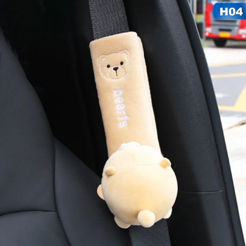 Almohadillas universales para cinturón de seguridad de coche, funda de cojín con correa para el hombro, Protector de cinturón de seguridad, Animal bonito - imagen 3
