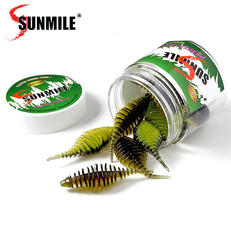 SUNMILE-cebo suave de pesca, cebos artificiales de gusano, 50mm/1,5g, 10 unids/lote, Wobblers de pesca en roca, Leurre Souple, señuelos de trucha - imagen 5