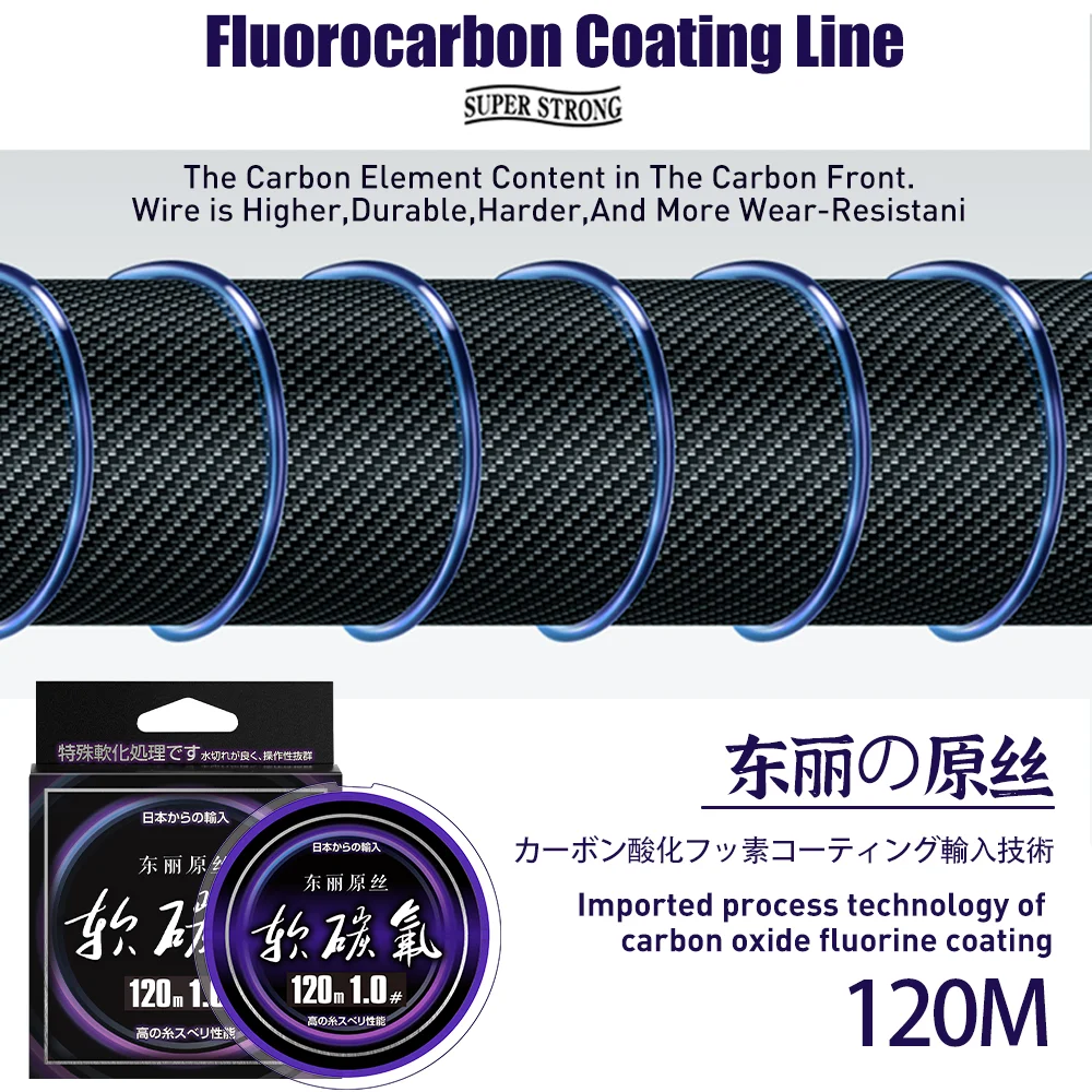 Thornline-sedal de pesca recubierto de fluorocarbono de carbono japonés, 120M, alta resistencia a la abrasión, monofilamento de nailon, aparejos de carpa - imagen 2