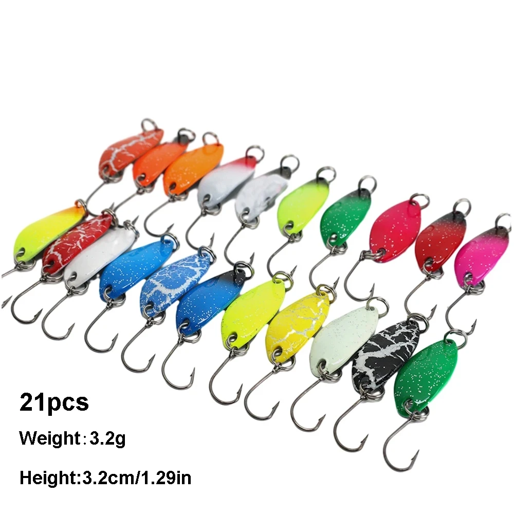 43 Uds cebo de trucha cuchara de pesca con lentejuelas juego de señuelos cuchara de Metal señuelo de pesca Wobbler fundición accesorios de aparejos de Jigging - imagen 2