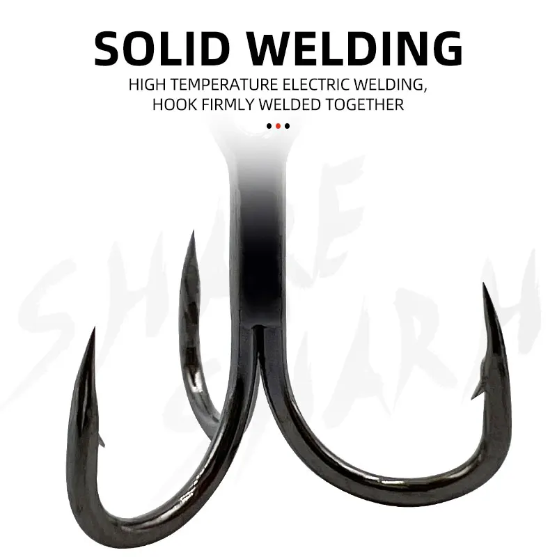 20 piezas el potente anzuelo de pesca en el mar Triple reforzado con ranura para sangre, acero rico en carbono, adecuado para una variedad de áreas marinas - imagen 5