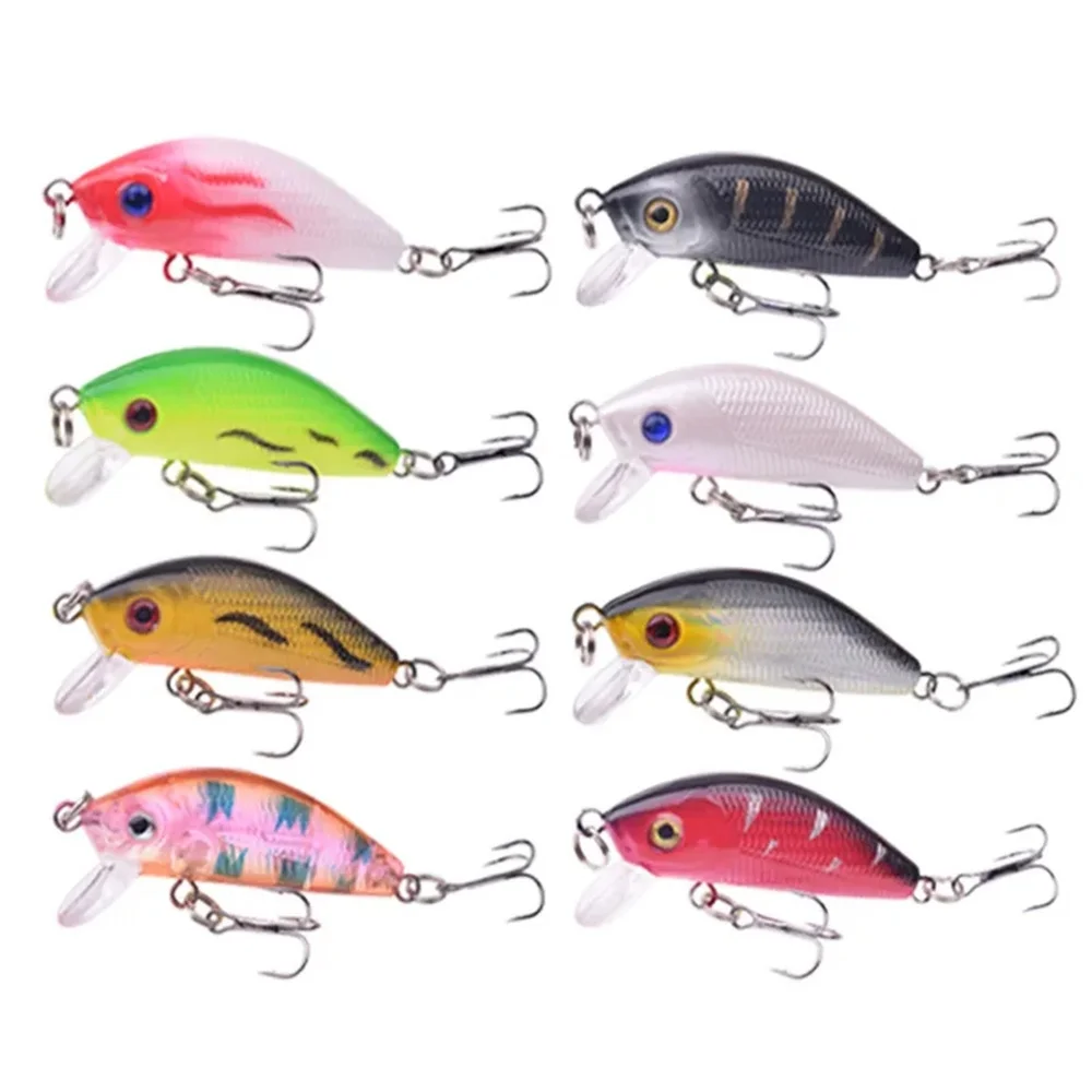 Señuelo de pesca Minnow, ojos 3D, cebo duro de plástico, Crankbait Wobblers, aparejos de natación artificiales, 1 ud.