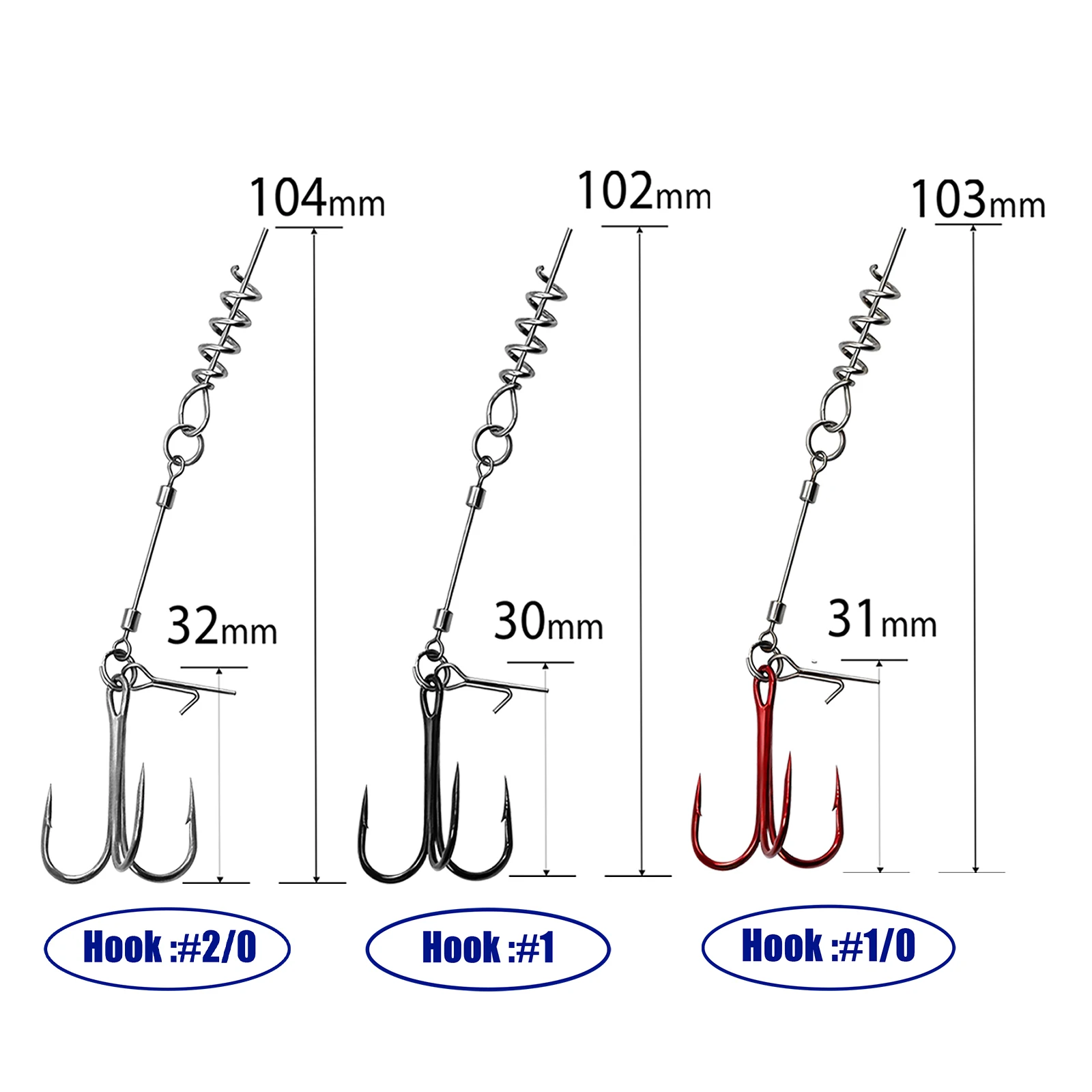 Anzuelos triples FishTrip – Cable acero con cierre de muelle - imagen 2
