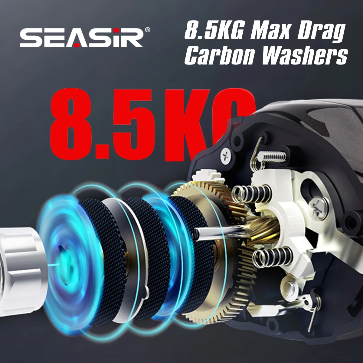 Seasir Dcast Dc Fishing Reel Digital Control Long Cast 7.3:1 7+1BB Max Drag 8.5kg Fresh Saltwater Reel Baitcasting Fishing Coil - imagen 4