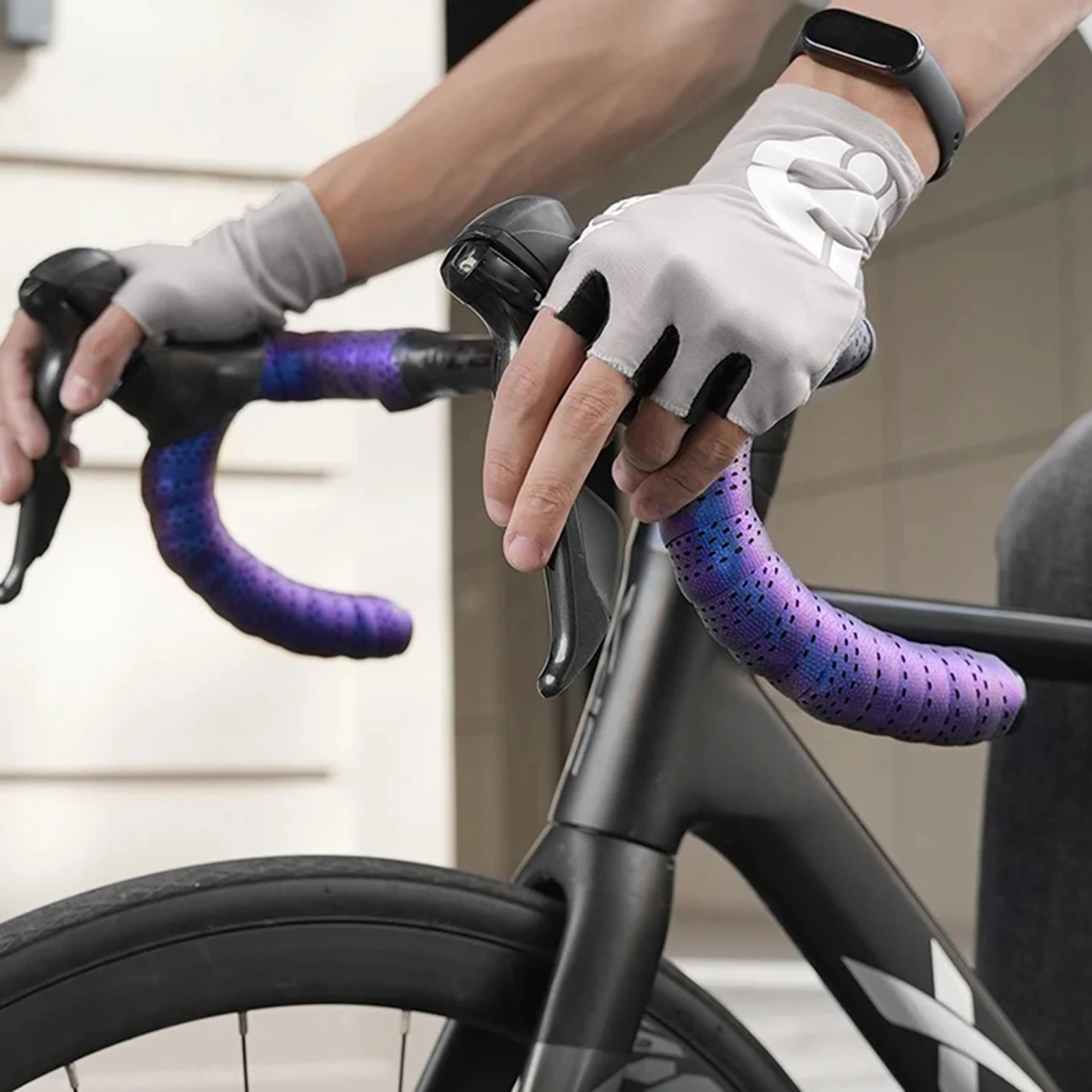 Cinta manillar Eva antideslizante transpirable morada para bicicleta - imagen 3