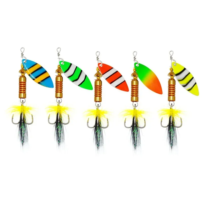 MUKUN-señuelo de pesca con cuchara giratoria, lentejuelas de metal, aleación artificial de 6g, subrotativo con anzuelo triple, cebos Crankbait, 1 Uds. - imagen 5