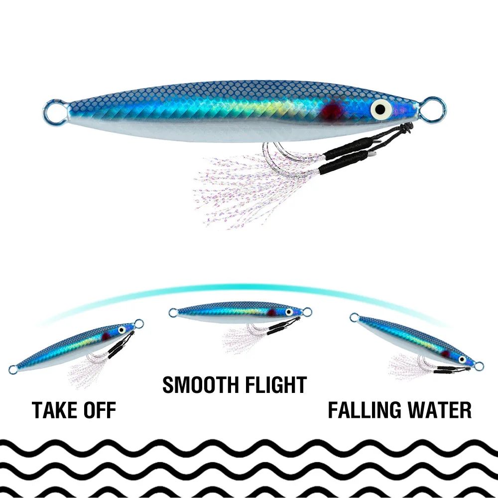 Señuelo de lubina, plantilla de fundición Jugular, 10g30g40g60g100g, atún, señuelos de fundición larga, cebo Artificial giratorio, cuchara, pesca de lubina de agua salada - imagen 2