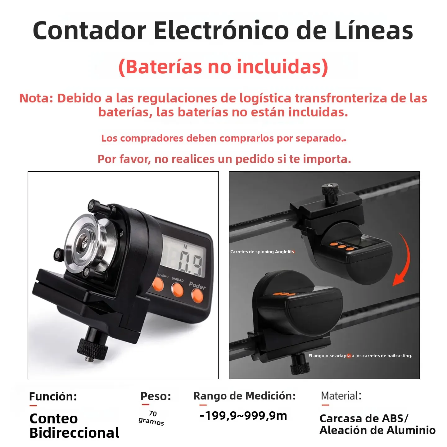Contador de sedal de pesca electrónico para niños + enrollador de línea puede contar bidireccional Compatible con carretes de Baitcasting, carretes giratorios - imagen 4
