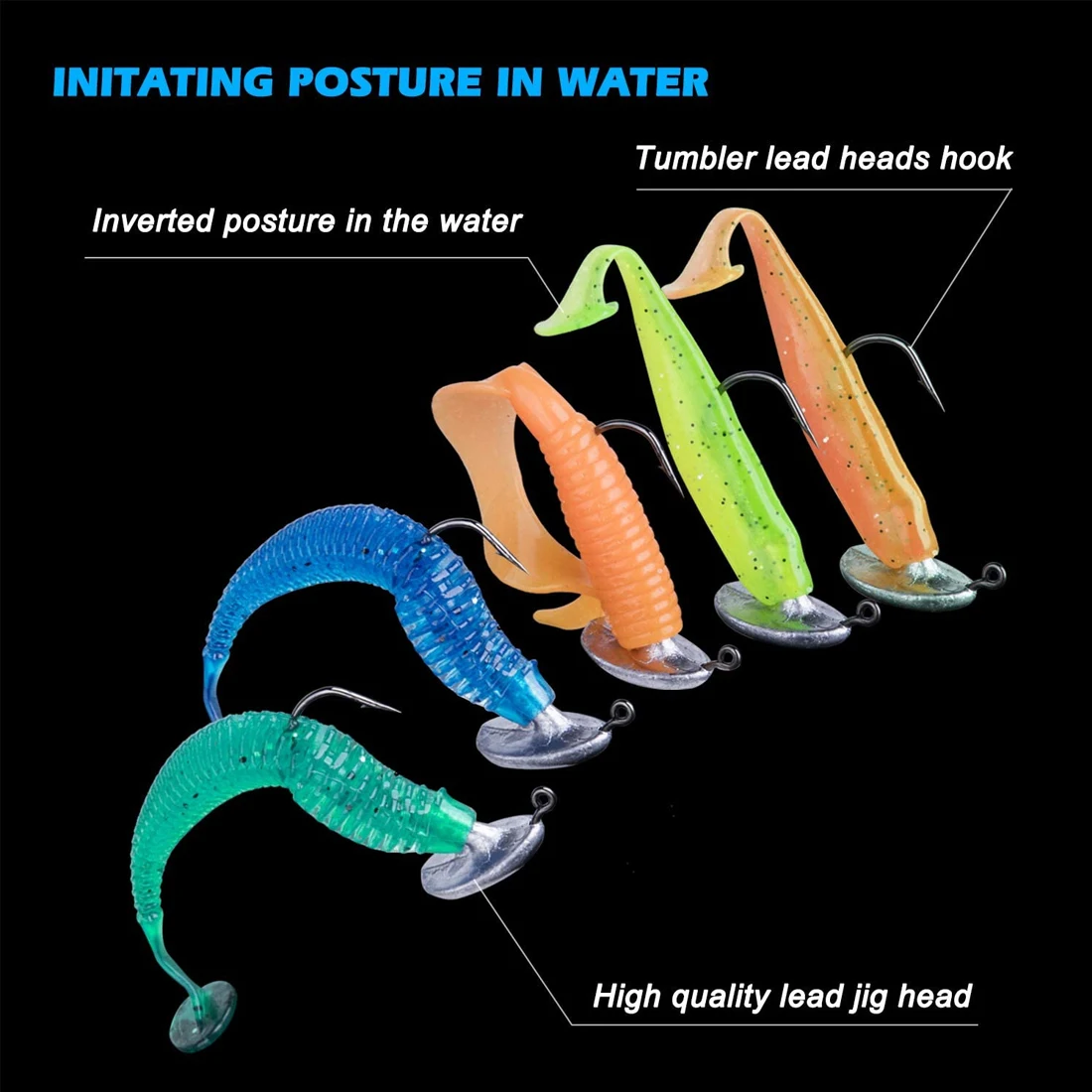 FishTrip-Cabeza de plantilla de pie, señuelo suave, anzuelos de cabeza para Walleyes, Saugers, perca, lubina y Lucio - imagen 5