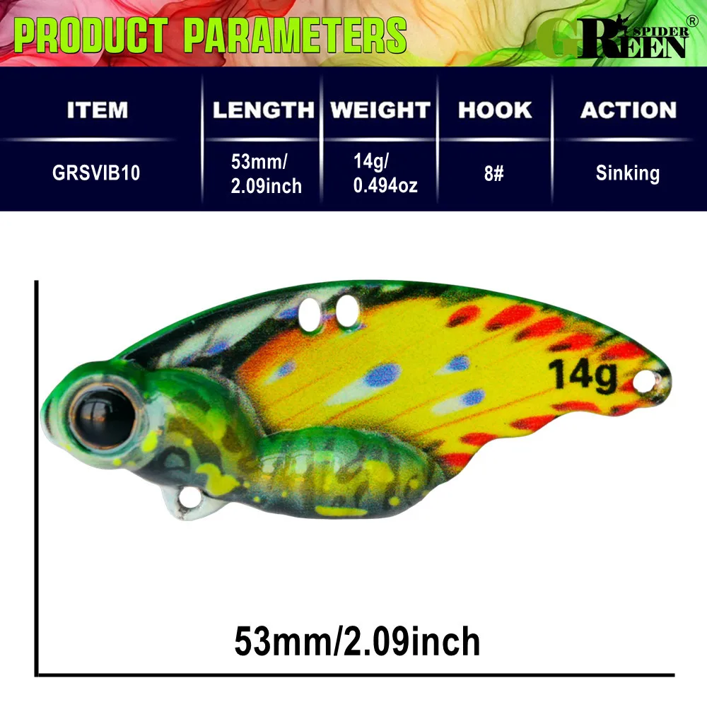 GRS Metal Vib 53mm 14g hoja señuelo Wobblers pesca para cuchara vibratoria sin labios hundimiento cebos artificiales lubina Pike Crap perca - imagen 5