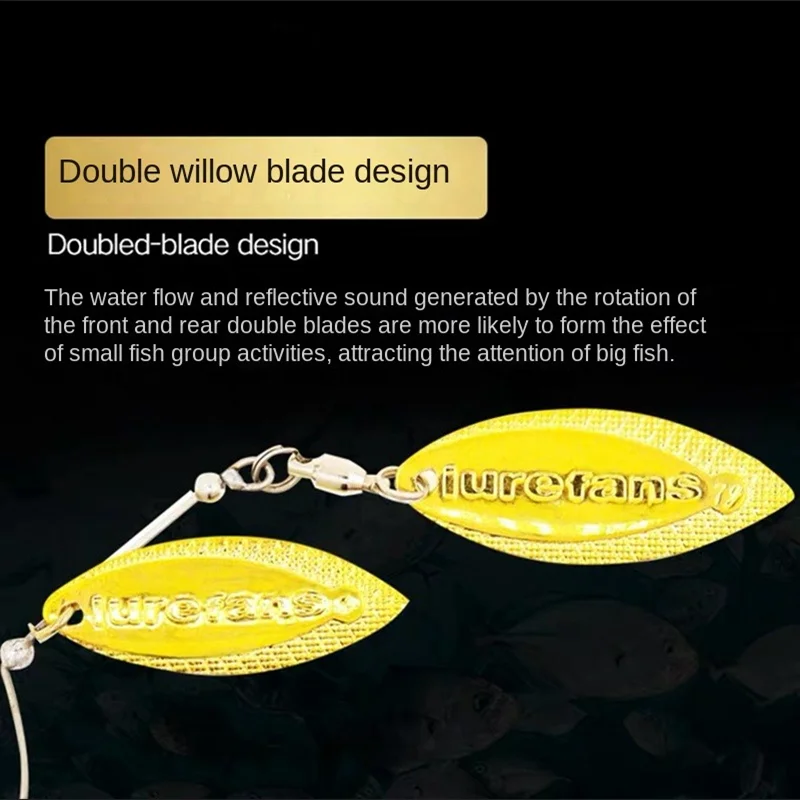 NEW Lurefans Spinnerbait Sinking Metal Jigging Fishing Lure 7g/10g/14g Double Willow-blade Composite Sequins Wobbler Fake Bait - imagen 3