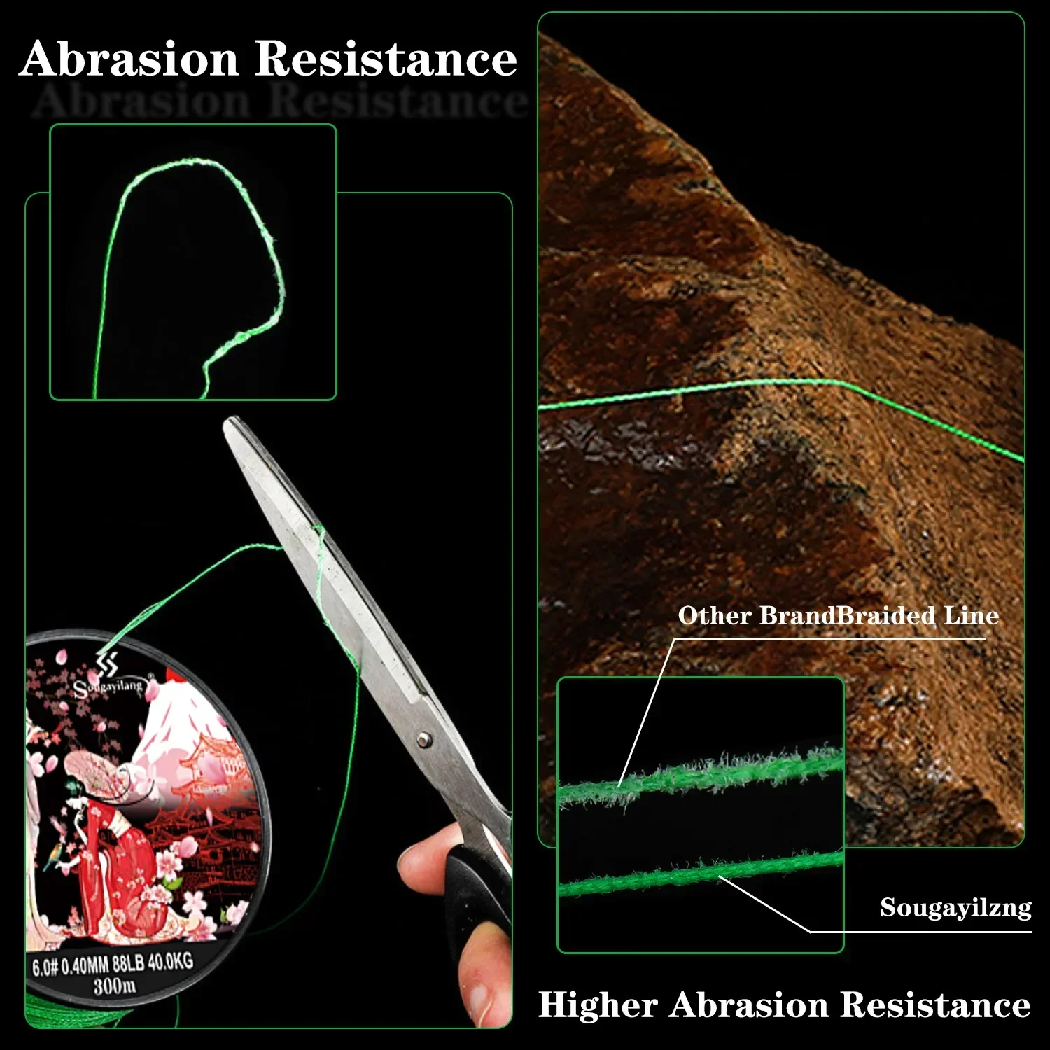 Línea de pesca trenzada Sougayilang X8 100/300 arrastre 22 ~ 88LB línea de PE japonesa multifilamento para Lucio accesorios de pesca de carpa - imagen 5