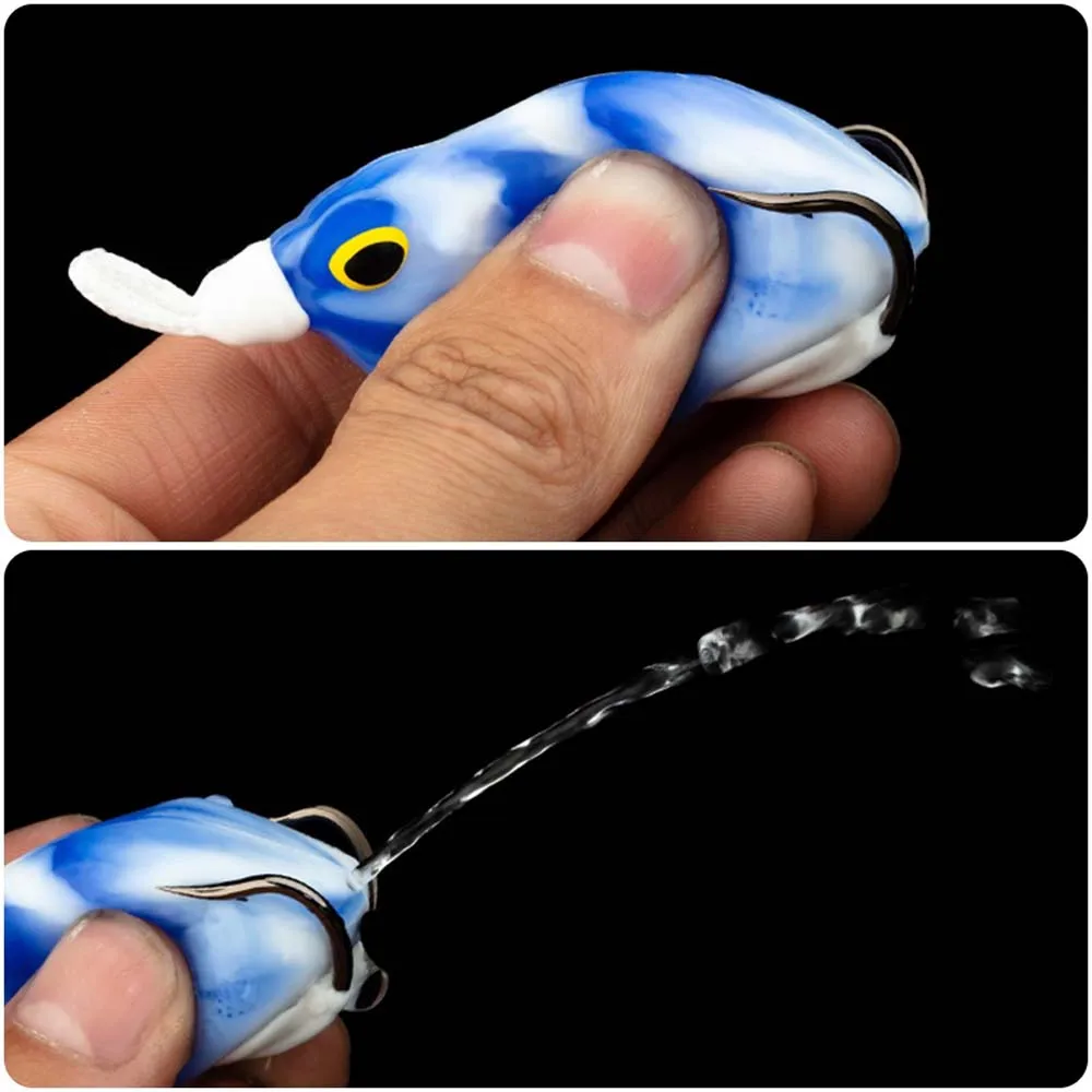 Señuelo de pesca de carpa de lubina Topwater de rana suave de 6,5 Cm/14,8G con cuchara de plantilla de Metal cebo de sapo de silicona suave cabeza de serpiente flotante de agua salada - imagen 5