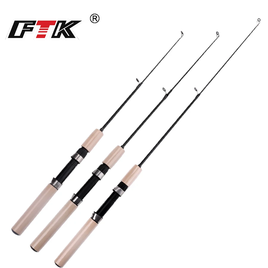 FTK caña de pescar en hielo, accesorio telescópico de fibra corta para agua dulce y salada, 55/65/75cm, para invierno