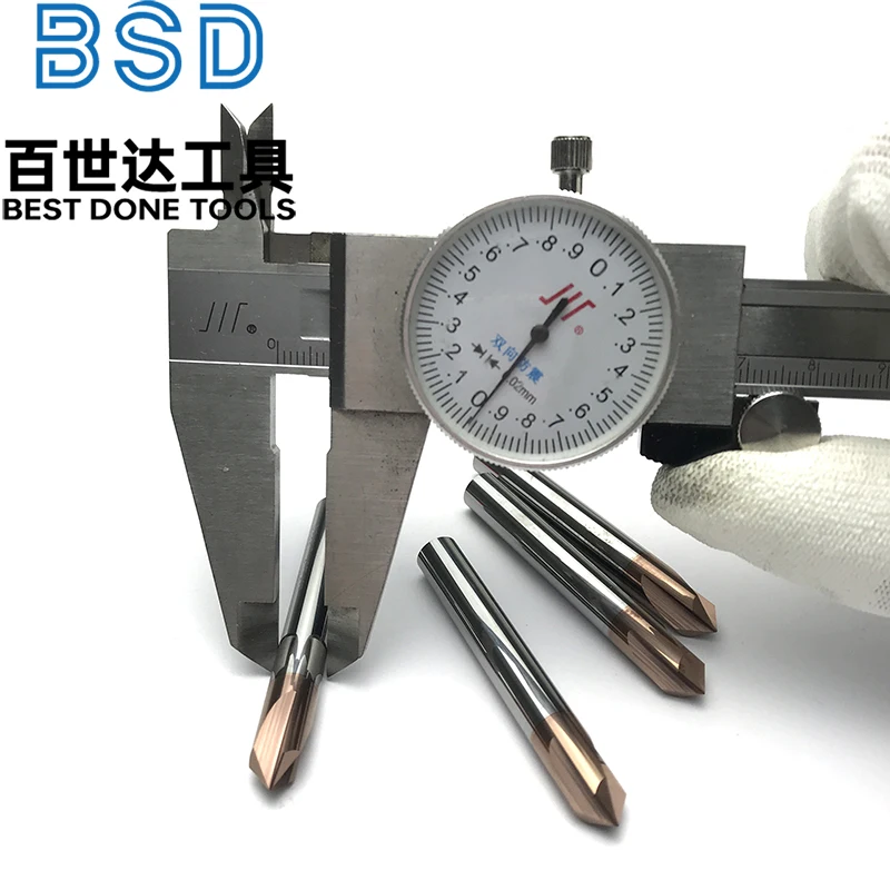 D8XL60 Fresa de chaflán de carburo HSS recubierta de titanio de 3 flautas 90 °   Fresas de extremo de biselado para acero, aluminio, metal, Wo - imagen 4