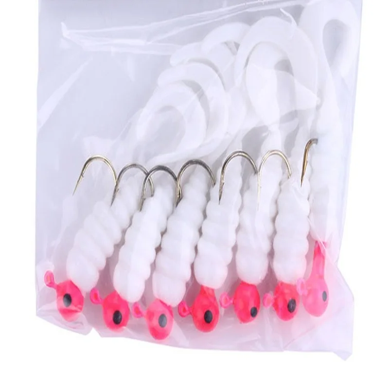 Cebo de gusano de silicona con anzuelo, cebo blando de 45mm, Wobblers de 3,2g, señuelo de carpa de goma Artificial, cebos de Lucio, 7 unidades por lote - imagen 5