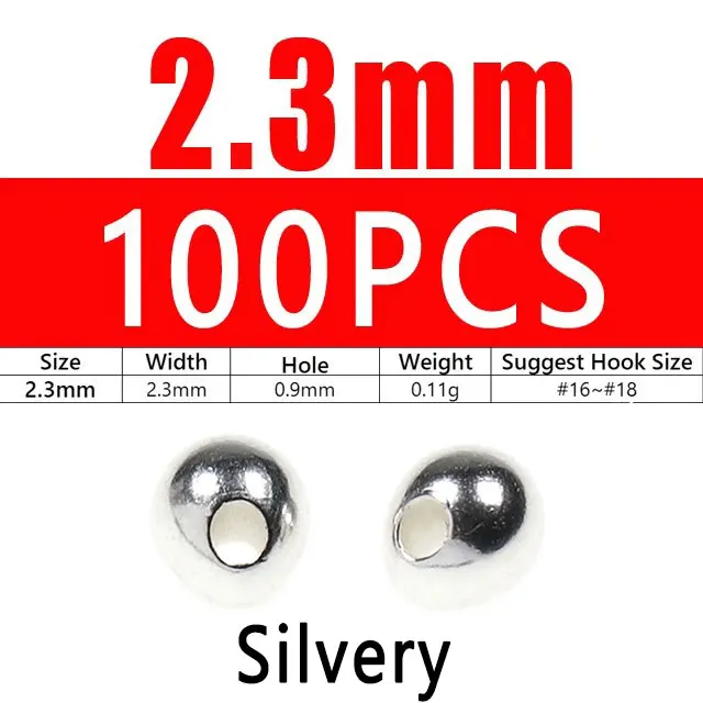 100pcs 2.3mm Silvery