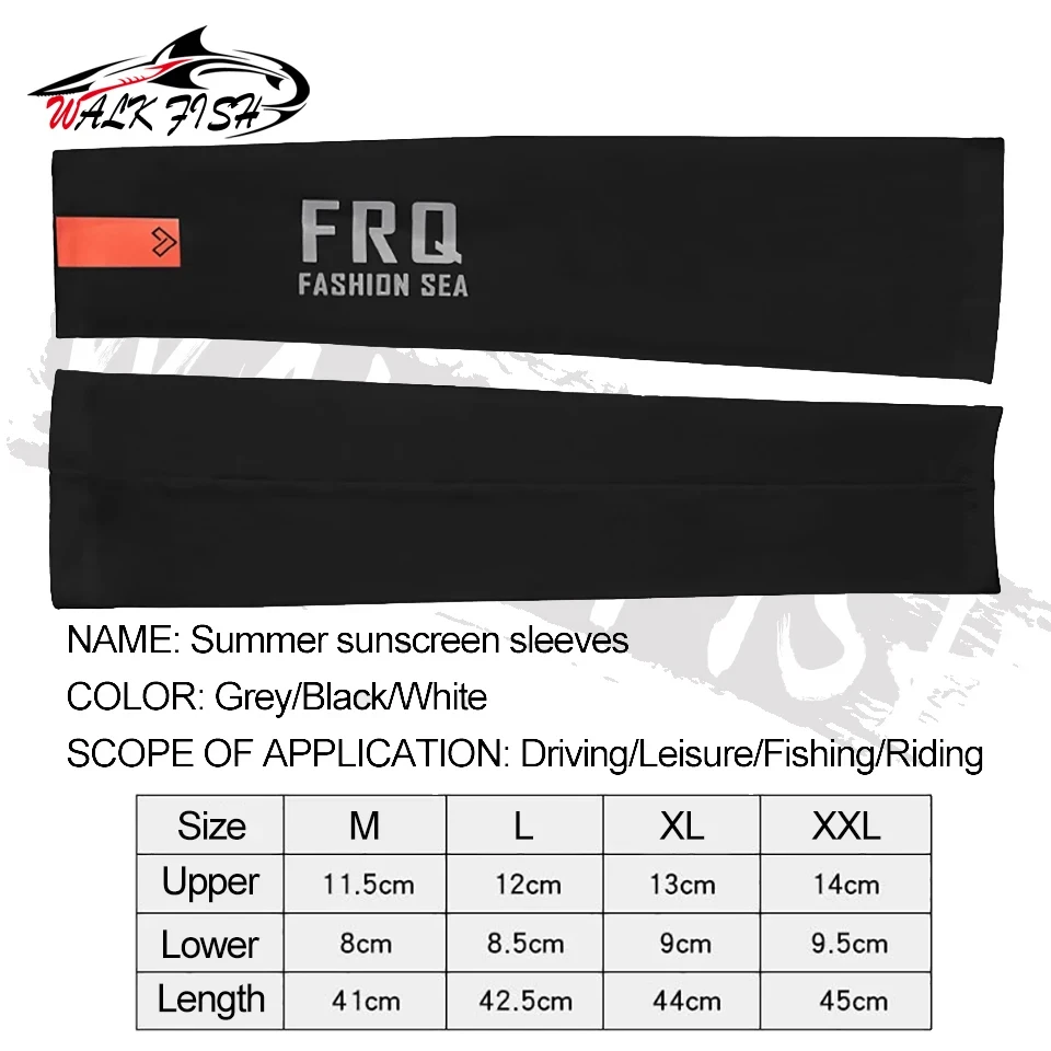 WALK FISH 1 par de verano UPF50 + protector solar de pesca mangas de soporte de brazo sensación fresca transpirable seda de hielo ciclismo Oversleeve hombres - imagen 2