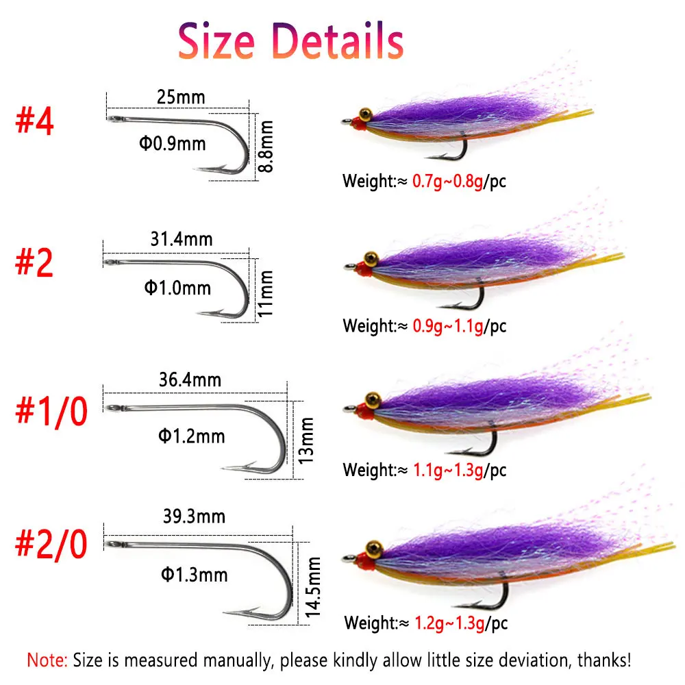 Bimoo 6 piezas # 4~ # 2/0 Chainbead Eyes Crazy Charlie Fly anzuelo con púas fregadero rápido Bonefish permiso Tarpon Señuelos de pesca de agua salada - imagen 3